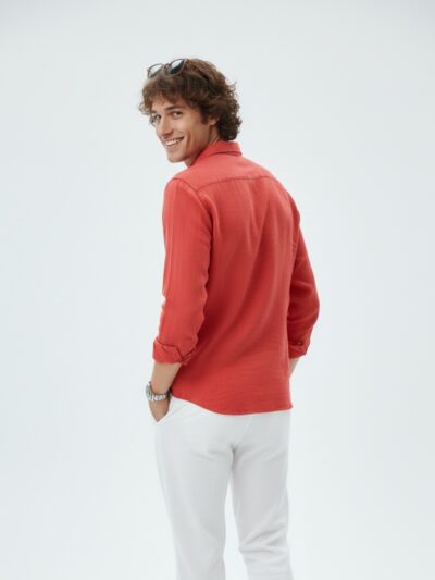 pehanoge terracotta linen shirt | collector's edition linen collection