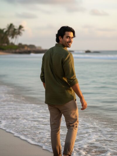 pehanoge olive linen shirt | collector's edition linen collection