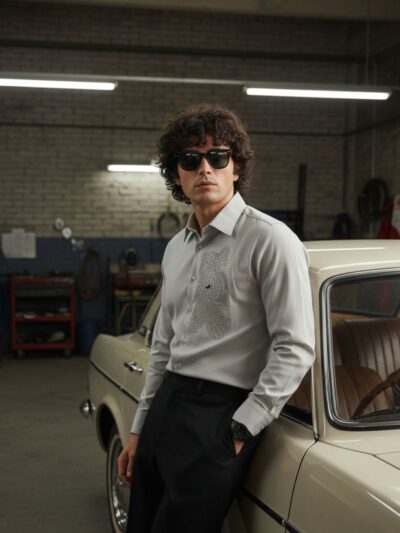 pehanoge tigris indica embroidered giza cotton shirt | signature embroidery collection