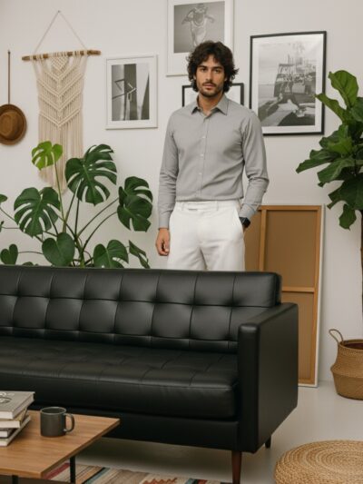 achromatic giza cotton shirt | signature monochrome collection | pehanoge