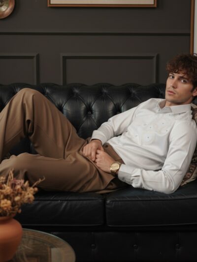 pehanoge cirque shirt | giza cotton | geometric embroidery | modern luxe edition