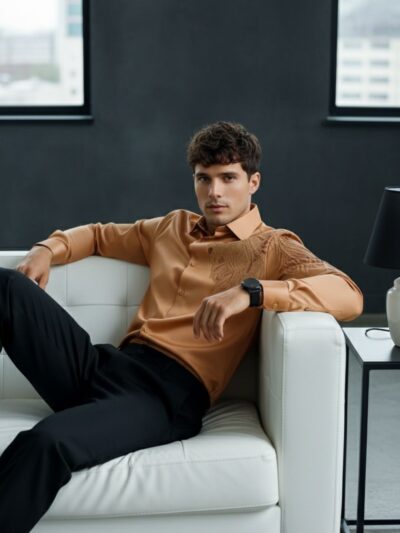 pehanoge regal mane giza cotton shirt | signature embroidery collection