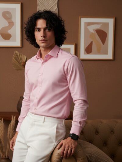 pehanoge rosé bloom giza cotton shirt | signature monochrome collection