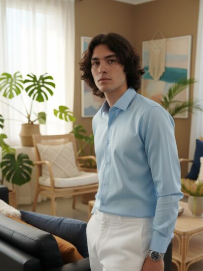 pehanoge sky mist giza cotton shirt | signature monochrome collection