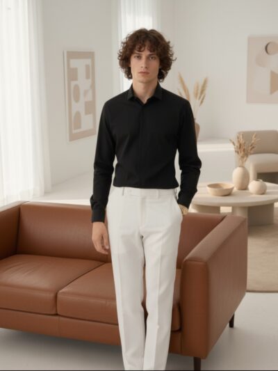 pehanoge midnight noir giza cotton shirt | signature monochrome collection